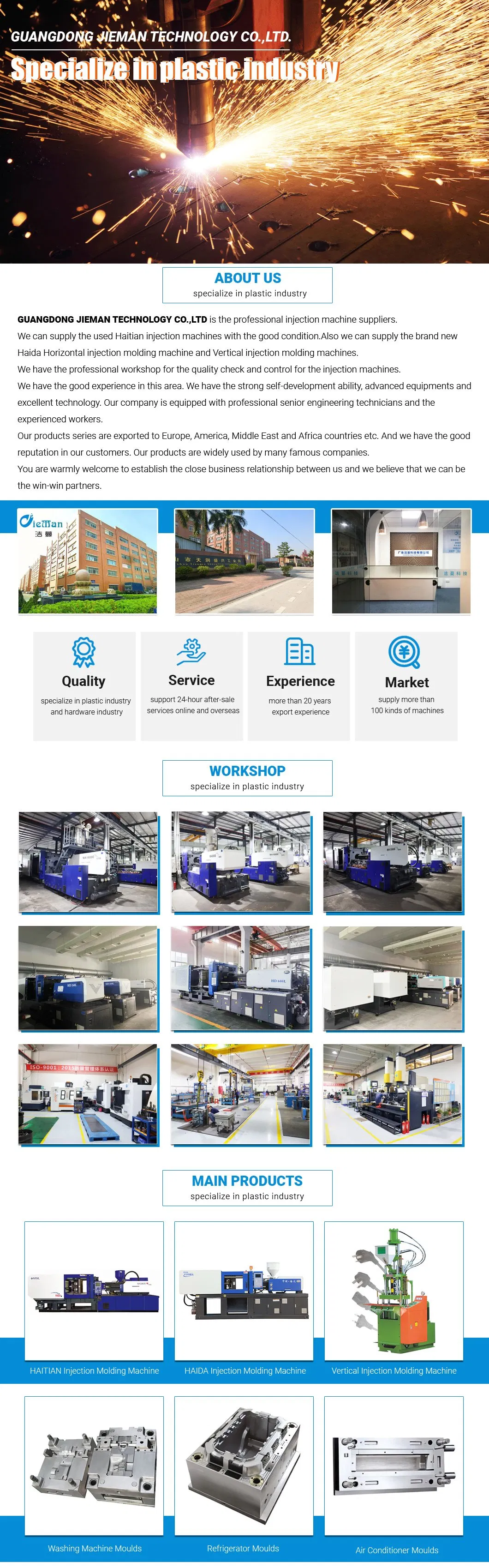 25-55ton Pet Plastic Injection Molding Machine for Plastic Product