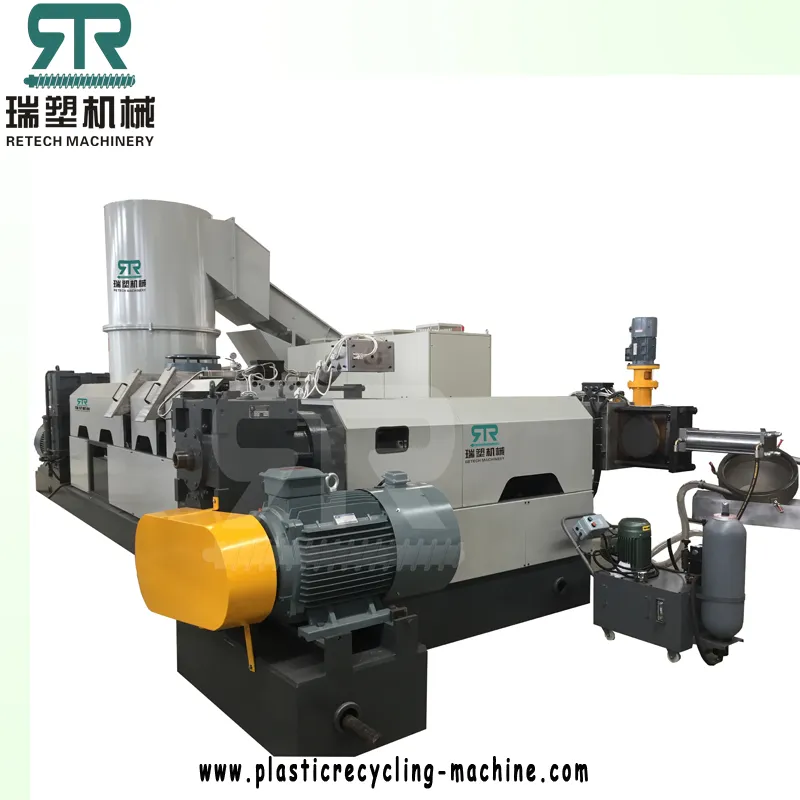 EPS PS Styrofoam Hot Melting Plastic Recycling Die Face Pelletizing Machine with Bimetal Screw Vertical Lifting Vibrating Dryer