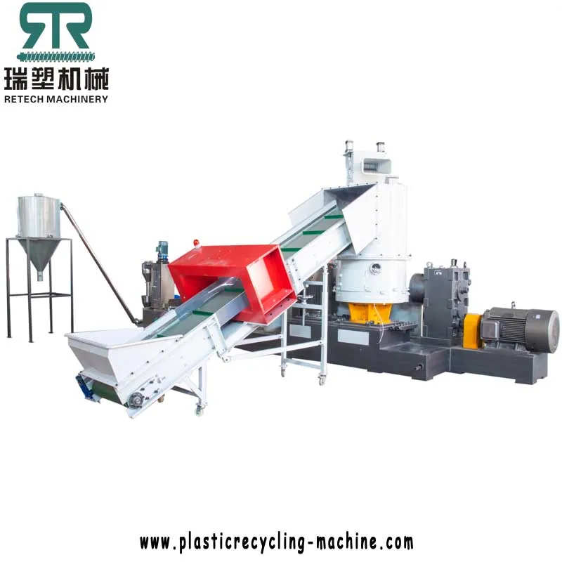 EPS PS Styrofoam Hot Melting Plastic Recycling Die Face Pelletizing Machine with Bimetal Screw Vertical Lifting Vibrating Dryer