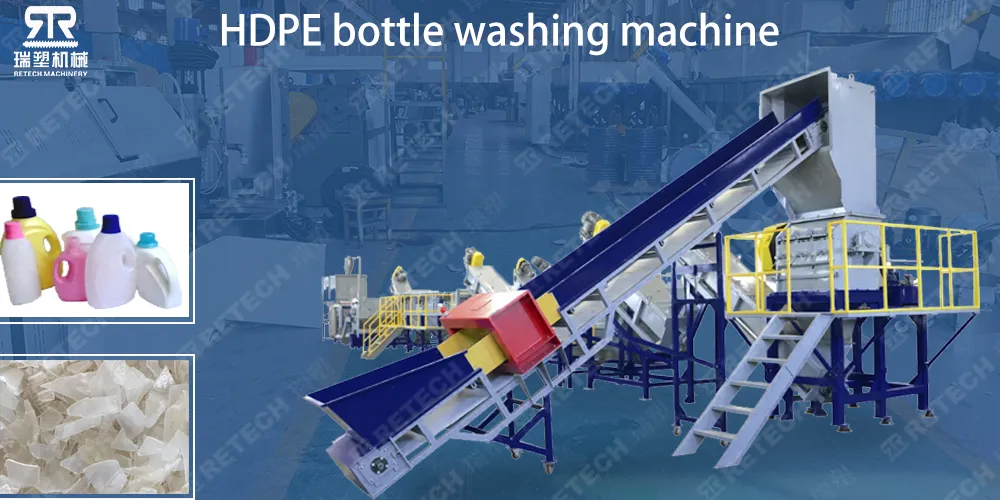 Retech Waste Plastic PP PE HDPE Bottle and Barrel Recycling Crushing Washing Machine
